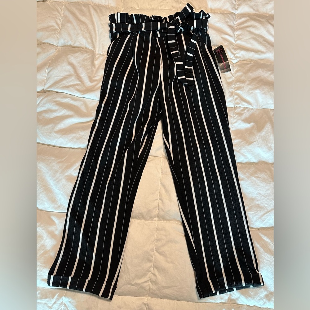 Black and white striped pants